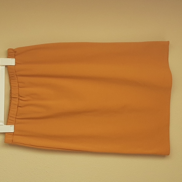 High Waisted Mustard Midi Pencil Skirt-Size-2XL - Picture 5 of 5